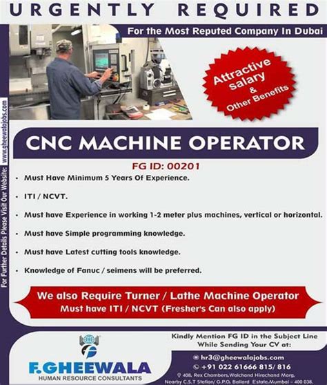 cnc machine jobs in Dubai 